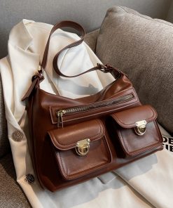 Satchel Shoulder Bags For Women Winter 2023 Trend Vintage Designer Work Briefcase PU Leather Messenger Ladies Handbags